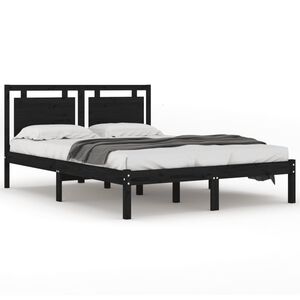 vidaXL Estructura de cama de madera maciza de pino negra 200x200 cm