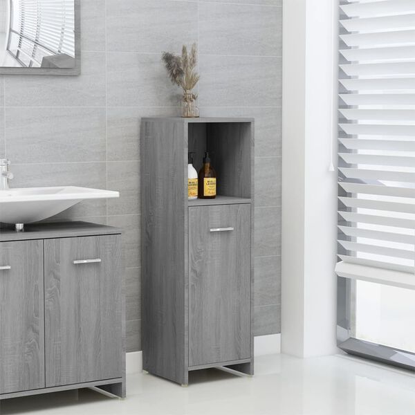 vidaXL Armario de ba&ntilde;o madera contrachapada gris Sonoma 30x30x95 cm