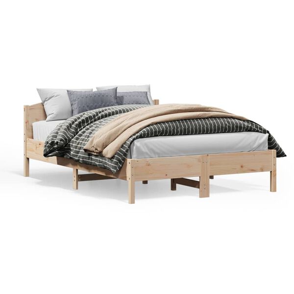 vidaXL Estructura de cama sin colch&oacute;n madera de pino blanca 140x200 cm