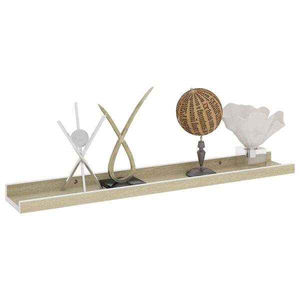 vidaXL Estantes de pared 4 unidades blanco y roble Sonoma 60x9x3 cm