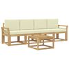 vidaXL Conjunto de sof&aacute;s de exterior 5 uds. Blanco y Crema