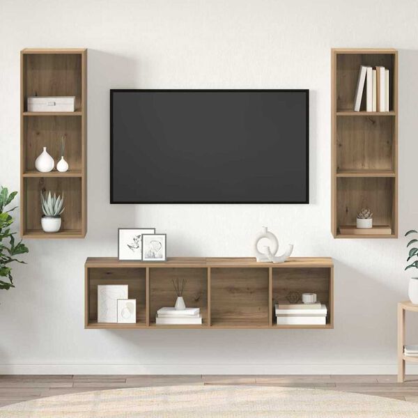 vidaXL Conjunto de mueble de TV 3 pcs Roble artesanal
