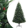 vidaXL &Aacute;rbol de Navidad artificial con bisagras y frutos rojos 210 cm