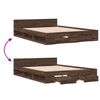 vidaXL Cama con cajones madera de ingenier&iacute;a marr&oacute;n roble 135x190 cm