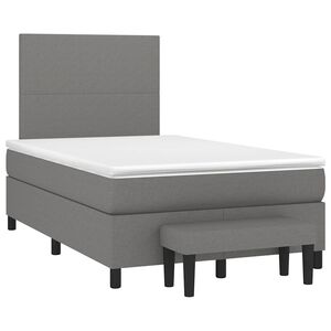 vidaXL Cama box spring con colch&oacute;n tela gris oscuro 120x190 cm
