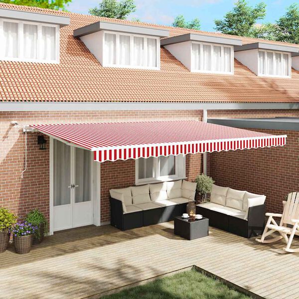 vidaXL Toldo Retr&aacute;ctil Rojo y 500 x 350 cm Poli&eacute;ster y metal