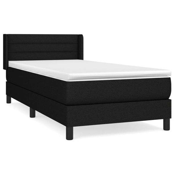 vidaXL Cama box spring con colch&oacute;n tela negro 90x190 cm