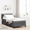 vidaXL Cama tipo Box Spring con colch&oacute;n Gris oscuro 90 x 190 cm tela