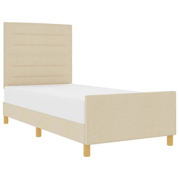 vidaXL Estructura de cama con cabecera Crema 90 x 190 cm tela