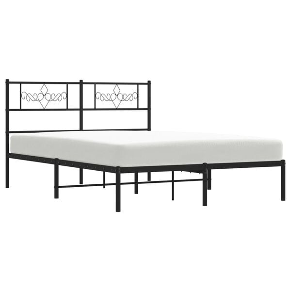 vidaXL Estructura cama sin colch&oacute;n con cabecero metal negro 120x190 cm
