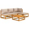 vidaXL Set muebles de jard&iacute;n 5 pzas madera maciza y cojines gris taup&eacute;
