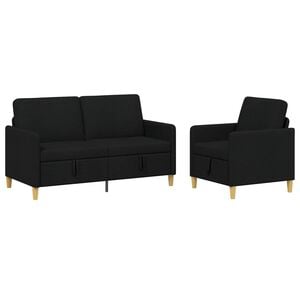 vidaXL Juego de Sof&aacute;s con Almacenamiento 2 uds. Negro Poli&eacute;ster