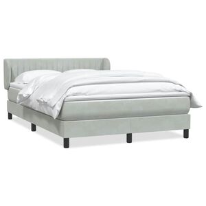 vidaXL Cama box spring con colch&oacute;n terciopelo gris claro 160x210 cm