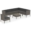 vidaXL Set de muebles de jard&iacute;n 8 pzas y cojines rat&aacute;n sint&eacute;tico gris