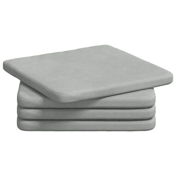 vidaXL Cojines para asiento 4 pcs Gris Claro 40 x 40 x 3 cm Terciopelo