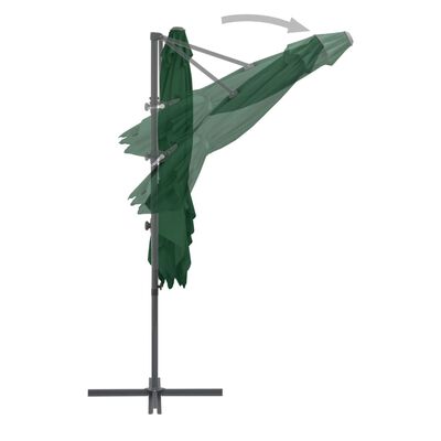 vidaXL Sombrilla voladiza con poste de acero verde 250x250 cm