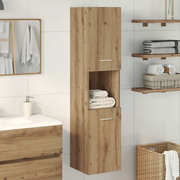 vidaXL Armario pared baño madera ingeniería roble artisian 30x30x130cm