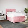 vidaXL Cama box spring con colch&oacute;n terciopelo rosa 140x190 cm