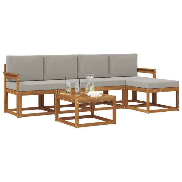 vidaXL Conjunto de sof&aacute;s de exterior 6 pcs Gris Natural y Claro