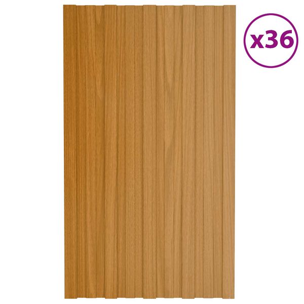 vidaXL Panel de techo 36 pcs Natural 80 x 45 cm Acero galvanizado