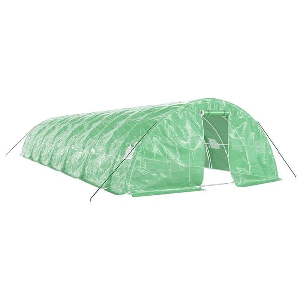 vidaXL Invernadero con estructura de acero verde 70 m&sup2; 14x5x2,3 m
