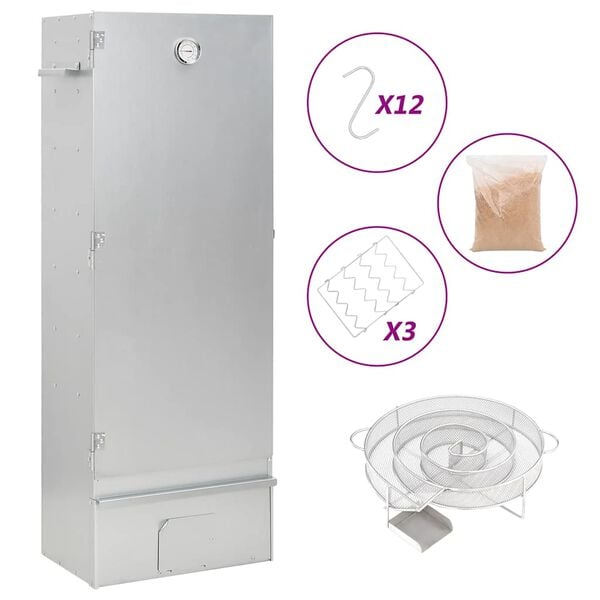 vidaXL Horno ahumador de BBQ con generador humo fr&iacute;o acero galvanizado