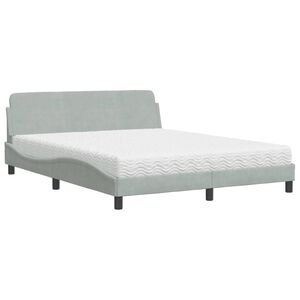 vidaXL Cama con colch&oacute;n Dover terciopelo gris claro 160x200 cm
