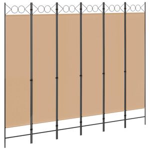 vidaXL Divisor de habitaci&oacute;n de 6 paneles Beige 240 x 200 cm Tela