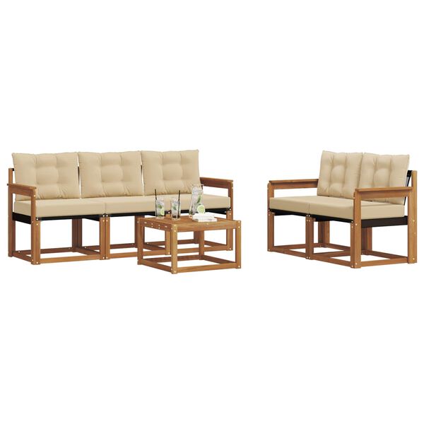 vidaXL Conjunto de sof&aacute;s de exterior con coj&iacute;n 6 pcs Natural y Beige