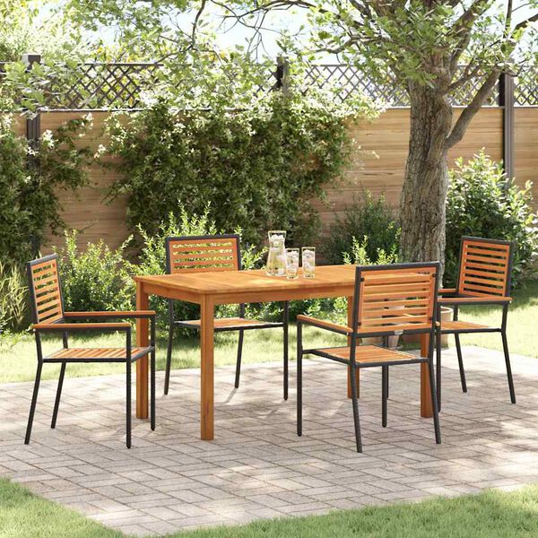 vidaXL Conjunto de Comedor de Jard&iacute;n 5 pcs Negro