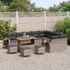 vidaXL Conjunto de sof&aacute;s de jard&iacute;n 14 pcs Gris rat&aacute;n sint&eacute;tico