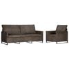 vidaXL Juego de Sof&aacute; 2 pcs Gris oscuro Tela de ante sint&eacute;tico