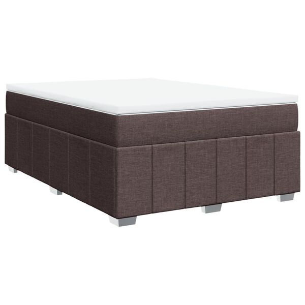 vidaXL Cama box spring con colch&oacute;n tela marr&oacute;n oscuro 160x200 cm