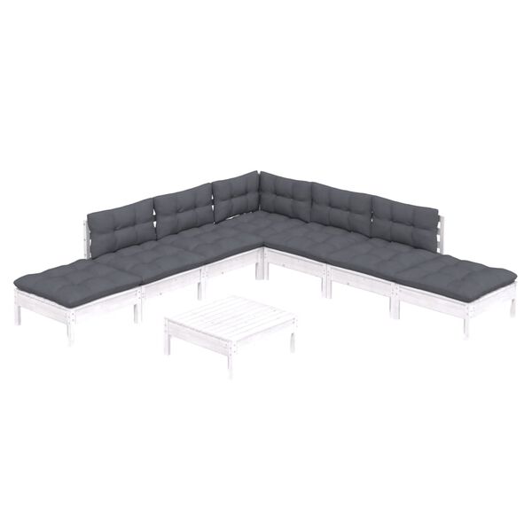 vidaXL Muebles de jard&iacute;n 8 pzas con cojines blanco madera de pino