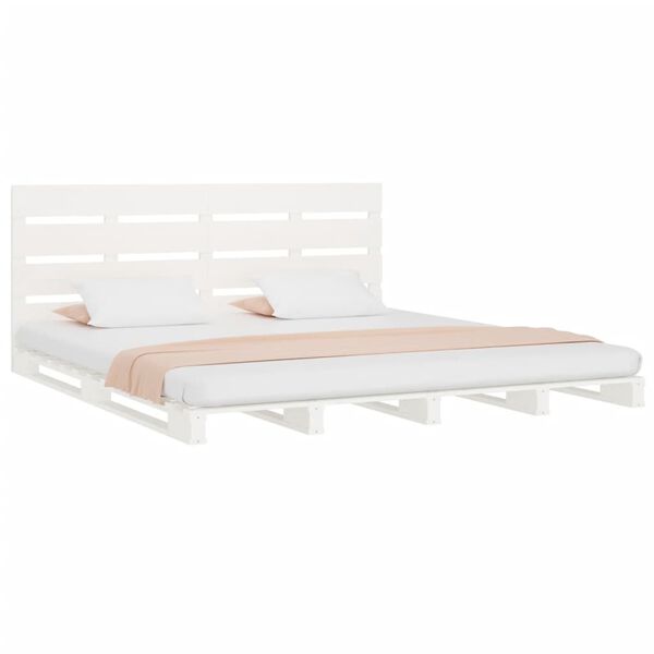 vidaXL Estructura de cama sin colch&oacute;n madera de pino blanco 135x190 cm