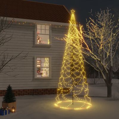 vidaXL Árbol de Navidad con poste de metal 1400 LEDs blanco cálido 5 m