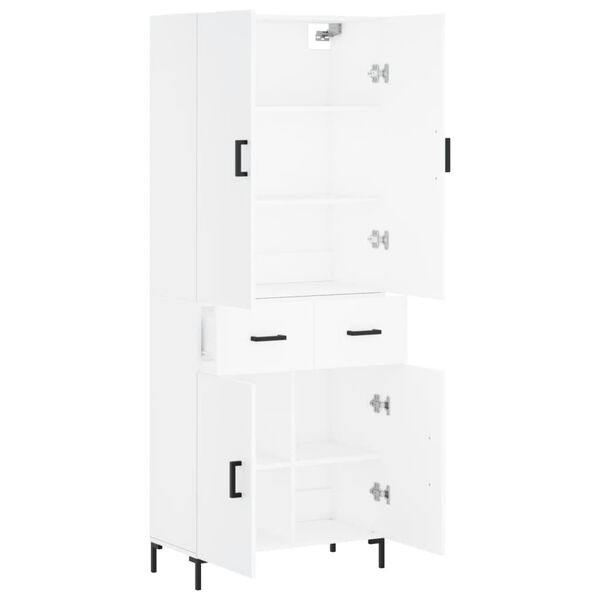 vidaXL Aparador alto madera contrachapada blanco 69,5x34x180 cm