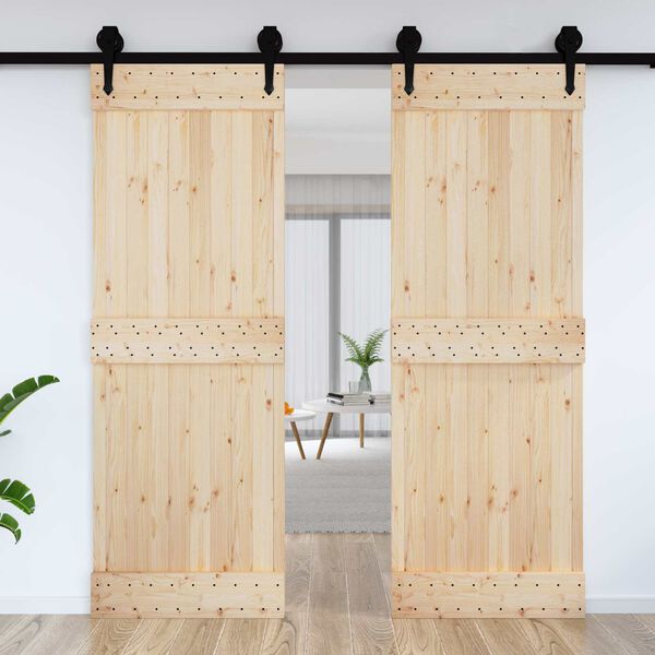 vidaXL Puerta NARVIK Natural 80 x 210 cm Madera de Pino S&oacute;lido