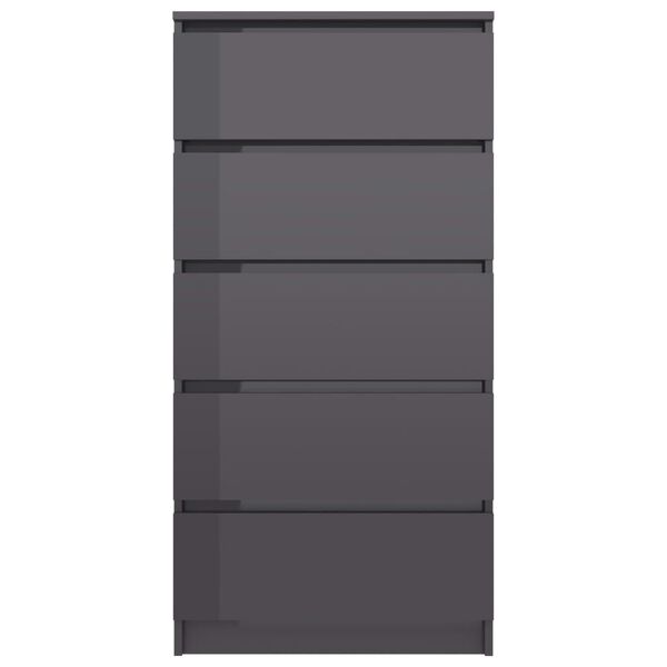 vidaXL Aparador con cajones contrachapada gris brillante 60x35x121 cm