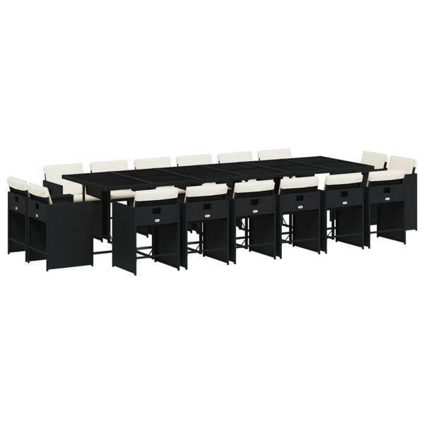 vidaXL Set de muebles jard&iacute;n 17 pzas con cojines rat&aacute;n sint&eacute;tico negro
