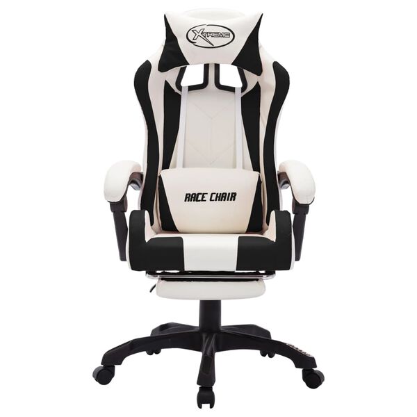 vidaXL Silla gaming con luces LED RGB cuero sintético negro y blanco