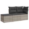 vidaXL Set de sof&aacute; de jard&iacute;n 3 pzas y cojines rat&aacute;n sint&eacute;tico gris