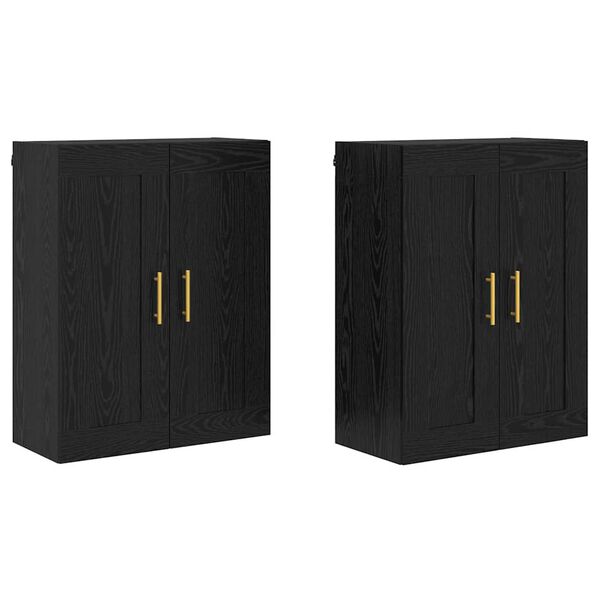 vidaXL Mueble de pared 2 pcs Roble Negro 69,5 x 34 x 90 cm