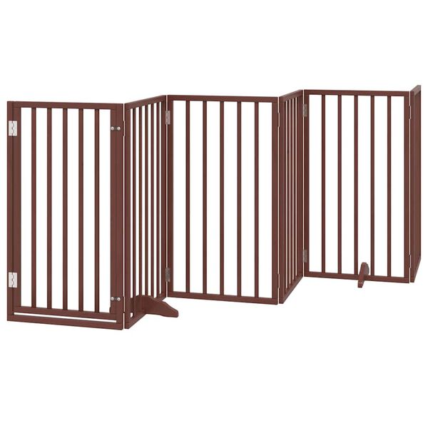 vidaXL Puerta de perros plegable 12 paneles madera &aacute;lamo marr&oacute;n 600 cm