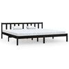 vidaXL Estructura de cama doble sin colch&oacute;n madera maciza negro
