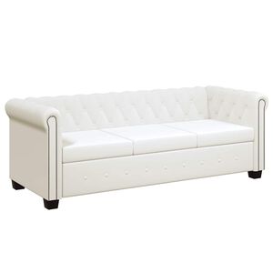 vidaXL Sof&aacute; Chesterfield de 3 plazas cuero sint&eacute;tico blanco