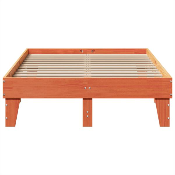 vidaXL Estructura de cama sin colch&oacute;n madera maciza marr&oacute;n 135x190 cm