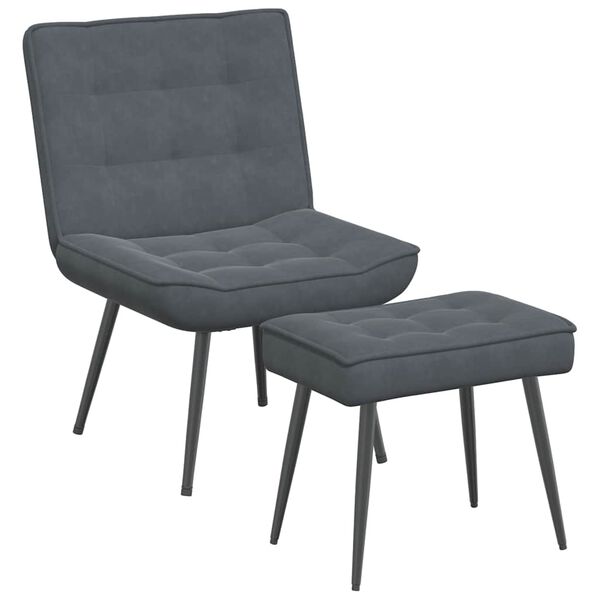 vidaXL Sill&oacute;n de relax con reposapi&eacute;s terciopelo gris oscuro