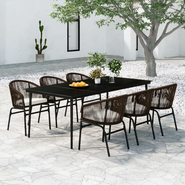 vidaXL Juego de comedor de jard&iacute;n 7 piezas marr&oacute;n
