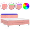 vidaXL Cama box spring colch&oacute;n y LED terciopelo rosa 160x200 cm
